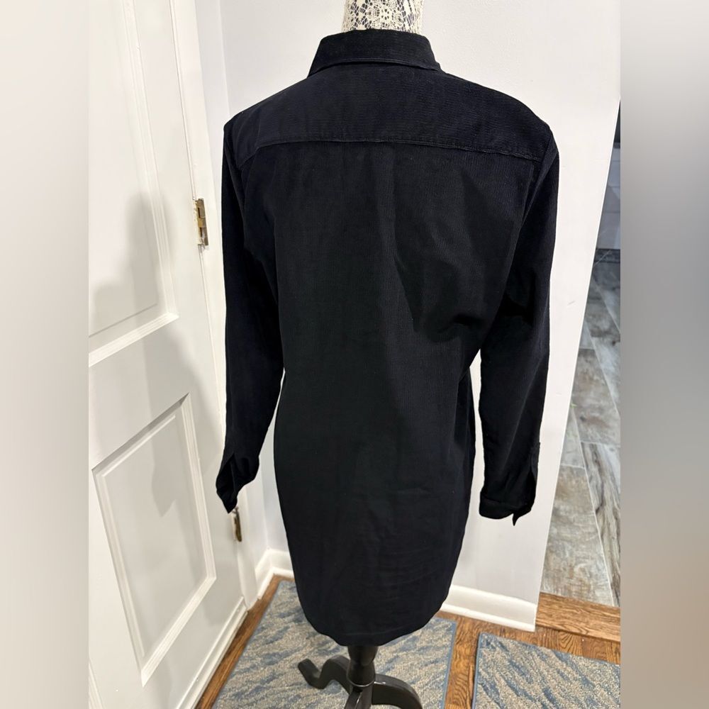 J. Crew Black Corduroy Long Sleeve Shirt Dress - Picture 3 of 12